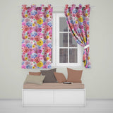 Bright Colourful Mixed Floral Roses Peonies and Daisies Seamless Pattern  Readymade Eyelet Ring Top Thermal 100% Blackout Curtains