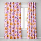 Cute Kawaii Donut Pumpkin Lollipop Pattern Pastel Pink Background  Readymade Eyelet Ring Top Thermal 100% Blackout Curtains