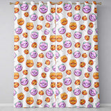Cute Kawaii Donut Pumpkin Lollipop Pattern Light Grey Background  Readymade Eyelet Ring Top Thermal 100% Blackout Curtains