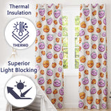Cute Kawaii Donut Pumpkin Lollipop Pattern Light Grey Background  Readymade Eyelet Ring Top Thermal 100% Blackout Curtains
