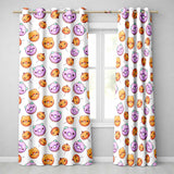 Cute Kawaii Donut Pumpkin Lollipop Pattern Light Grey Background  Readymade Eyelet Ring Top Thermal 100% Blackout Curtains