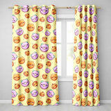 Cute Kawaii Donut Pumpkin Lollipop Pattern Yellow Green Background  Readymade Eyelet Ring Top Thermal 100% Blackout Curtains