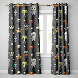 Cute Halloween Characters  Mummy Frankenstein Bat Dark Grey Background Seamless  Readymade Eyelet Ring Top Thermal 100% Blackout Curtains
