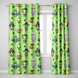 Cute Halloween Characters  Mummy Frankenstein Bat Green Background Seamless  Readymade Eyelet Ring Top Thermal 100% Blackout Curtains