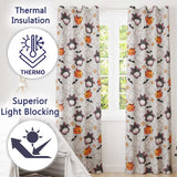 Cute Kawaii Ghost Bat Candy Pumpkin Seamless Pattern Cream Background  Readymade Eyelet Ring Top Thermal 100% Blackout Curtains
