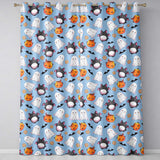 Cute Kawaii Ghost Bat Candy Pumpkin Seamless Pattern Blue Background  Readymade Eyelet Ring Top Thermal 100% Blackout Curtains