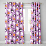 Cute Halloween Ghost Bat Candy Pumpkin Purple Background Seamless Pattern  Readymade Eyelet Ring Top Thermal 100% Blackout Curtains