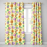 Cute Halloween Sweet Donut Ice Cream Candy Yellow Background Seamless Pattern  Readymade Eyelet Ring Top Thermal 100% Blackout Curtains