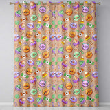 Cute Halloween Sweet Donut Ice Cream Candy Beige Background Seamless Pattern  Readymade Eyelet Ring Top Thermal 100% Blackout Curtains