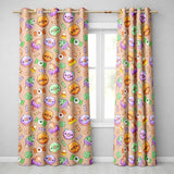 Cute Halloween Sweet Donut Ice Cream Candy Beige Background Seamless Pattern  Readymade Eyelet Ring Top Thermal 100% Blackout Curtains