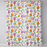 Cute Halloween Donut Candy Ice Cream Kawaii Seamless Pattern White Background  Readymade Eyelet Ring Top Thermal 100% Blackout Curtains