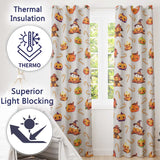Cute Kawaii Halloween Pumpkin Witch Candy Seamless Pattern Cream Background  Readymade Eyelet Ring Top Thermal 100% Blackout Curtains