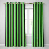 Bold Wavy Green Black Halloween Stripe Seamless Pattern  Readymade Eyelet Ring Top Thermal 100% Blackout Curtains