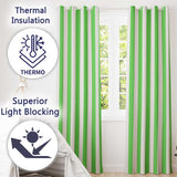 Bold Wavy Green White Halloween Stripe Seamless Pattern  Readymade Eyelet Ring Top Thermal 100% Blackout Curtains