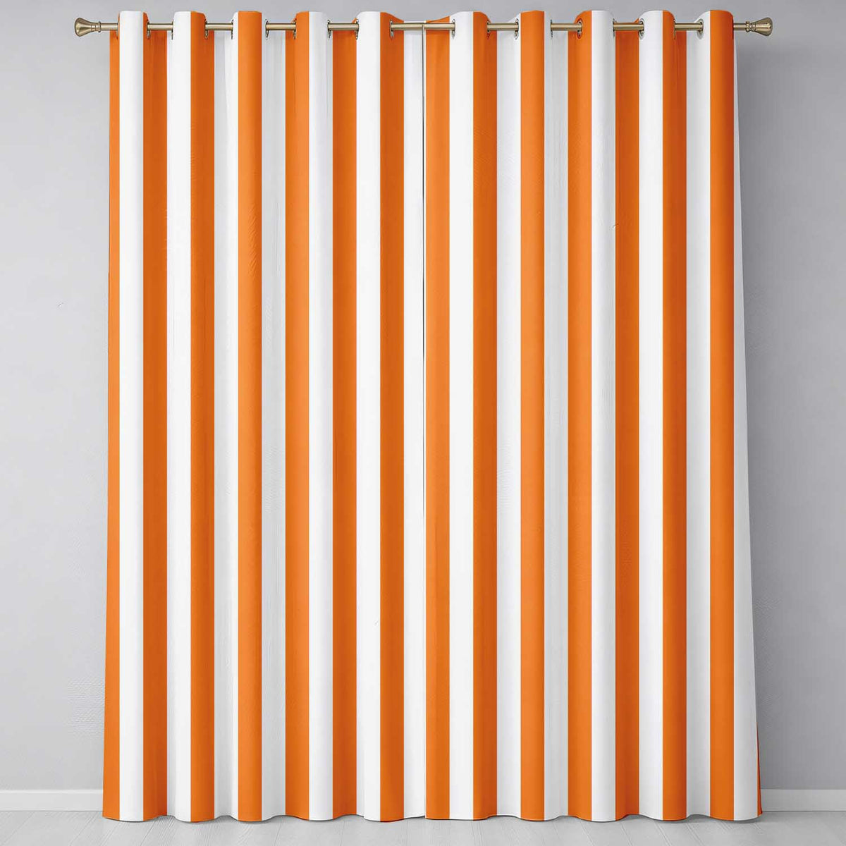 Bold Wavy Orange White Halloween Stripe Seamless Pattern  Readymade Eyelet Ring Top Thermal 100% Blackout Curtains