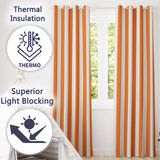 Bold Wavy Orange White Halloween Stripe Seamless Pattern  Readymade Eyelet Ring Top Thermal 100% Blackout Curtains
