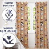 Cute Kawaii Halloween Witch Pumpkin Spider Seamless Pattern Peach Background  Readymade Eyelet Ring Top Thermal 100% Blackout Curtains