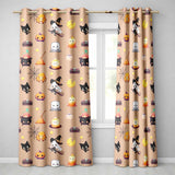 Cute Kawaii Halloween Witch Pumpkin Spider Seamless Pattern Peach Background  Readymade Eyelet Ring Top Thermal 100% Blackout Curtains