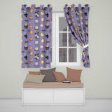 Cute Kawaii Halloween Witch Pumpkin Spider Seamless Pattern Purple Background  Readymade Eyelet Ring Top Thermal 100% Blackout Curtains
