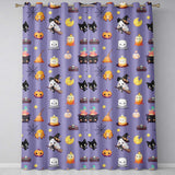 Cute Kawaii Halloween Witch Pumpkin Spider Seamless Pattern Purple Background  Readymade Eyelet Ring Top Thermal 100% Blackout Curtains