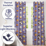 Cute Kawaii Halloween Witch Pumpkin Spider Seamless Pattern Purple Background  Readymade Eyelet Ring Top Thermal 100% Blackout Curtains