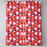 Cute Kawaii Halloween Ghost Bat Candy Pumpkin Seamless Pattern Red Background  Readymade Eyelet Ring Top Thermal 100% Blackout Curtains