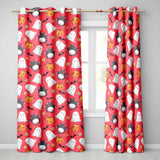 Cute Kawaii Halloween Ghost Bat Candy Pumpkin Seamless Pattern Red Background  Readymade Eyelet Ring Top Thermal 100% Blackout Curtains