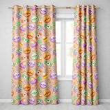 Cute Halloween Donuts Candy Eyeball Ice Cream Seamless Pattern Beige Background  Readymade Eyelet Ring Top Thermal 100% Blackout Curtains