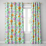 Cute Halloween Donuts Candy Eyeball Ice Cream Seamless Pattern Teal Background  Readymade Eyelet Ring Top Thermal 100% Blackout Curtains