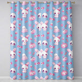 Cute  Halloween Bunny Ghost Candy Pumpkin Seamless Pattern Blue Background  Readymade Eyelet Ring Top Thermal 100% Blackout Curtains