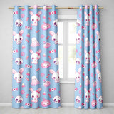 Cute  Halloween Bunny Ghost Candy Pumpkin Seamless Pattern Blue Background  Readymade Eyelet Ring Top Thermal 100% Blackout Curtains