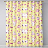 Cute  Halloween Bunny Ghost Candy Pumpkin Seamless Pattern Yellow Background  Readymade Eyelet Ring Top Thermal 100% Blackout Curtains