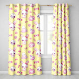 Cute  Halloween Bunny Ghost Candy Pumpkin Seamless Pattern Yellow Background  Readymade Eyelet Ring Top Thermal 100% Blackout Curtains