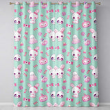 Cute  Halloween Bunny Ghost Candy Pumpkin Seamless Pattern Teal Background  Readymade Eyelet Ring Top Thermal 100% Blackout Curtains