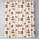 Cute Kawaii Halloween Pumpkin Candy Scarecrow Seamless Pattern Cream Background  Readymade Eyelet Ring Top Thermal 100% Blackout Curtains