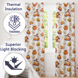 Cute Kawaii Halloween Pumpkin Candy Scarecrow Seamless Pattern Cream Background  Readymade Eyelet Ring Top Thermal 100% Blackout Curtains