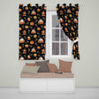 Cute Kawaii Halloween Pumpkin Candy Scarecrow Seamless Pattern Black Background  Readymade Eyelet Ring Top Thermal 100% Blackout Curtains