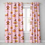 Cute Kawaii Halloween Pumpkin Candy Scarecrow Seamless Pattern Pink Background  Readymade Eyelet Ring Top Thermal 100% Blackout Curtains