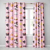Cute Kawaii Witch Spider Candle Moon Halloween Seamless Pattern Rose Background  Readymade Eyelet Ring Top Thermal 100% Blackout Curtains