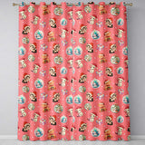 Cute Christmas Cat Teddy Bear Baubles on Coral Pink Background Seamless Pattern  Readymade Eyelet Ring Top Thermal 100% Blackout Curtains