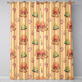 Gingerbread Man Cookies Candy Cane on Cream Beige Stripe Background Seamless  Readymade Eyelet Ring Top Thermal 100% Blackout Curtains