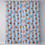 Cute Christmas Puppies Santa Hat on Sky Blue Star Background Seamless Pattern  Readymade Eyelet Ring Top Thermal 100% Blackout Curtains
