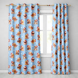 Cute Christmas Puppies Santa Hat on Sky Blue Star Background Seamless Pattern  Readymade Eyelet Ring Top Thermal 100% Blackout Curtains