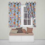 Cute Christmas Gingerbread Man Tree Gift Snowman on Blue Background Seamless  Readymade Eyelet Ring Top Thermal 100% Blackout Curtains