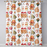 Cute Christmas Gingerbread Man Tree Gift Snowman on Cream Background Seamless  Readymade Eyelet Ring Top Thermal 100% Blackout Curtains