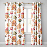 Cute Christmas Gingerbread Man Tree Gift Snowman on Cream Background Seamless  Readymade Eyelet Ring Top Thermal 100% Blackout Curtains