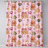 Christmas Gingerbread Man Tree Gift Snowman on Blush Pink Background Seamless  Readymade Eyelet Ring Top Thermal 100% Blackout Curtains