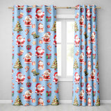 Cute Santa Claus Mrs Claus Snowman Gift Candy on Blue Background Seamless  Readymade Eyelet Ring Top Thermal 100% Blackout Curtains