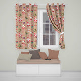 Cute Santa Claus Mrs Claus Snowman Gift Candy on Peach Background Seamless  Readymade Eyelet Ring Top Thermal 100% Blackout Curtains