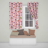 Cute Santa Claus Mrs Claus Snowman Gift Candy on Pink Background Seamless  Readymade Eyelet Ring Top Thermal 100% Blackout Curtains